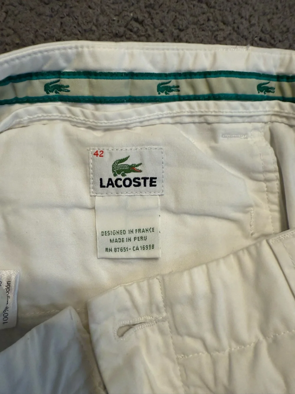 Lacoste White Men's Flat Front Cotton Shorts